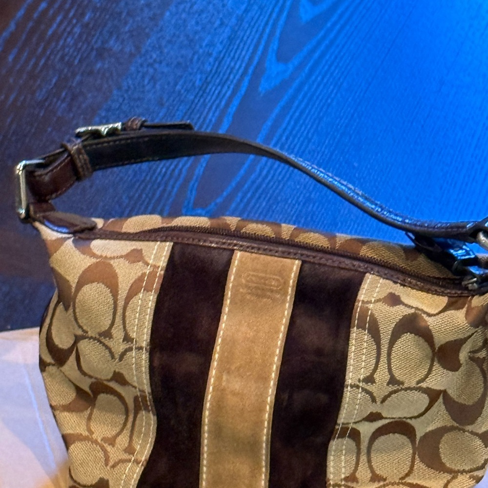 Coach Signature Shoulder Bag in Brown and Tan